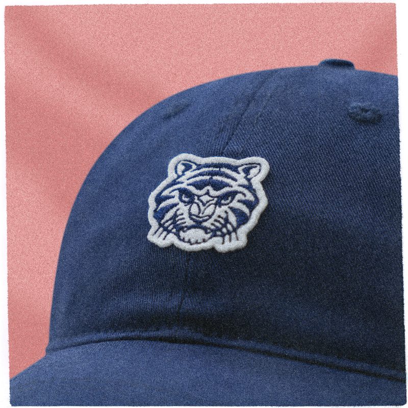 embroidery detail on tiger logo , tigerclaw headwear